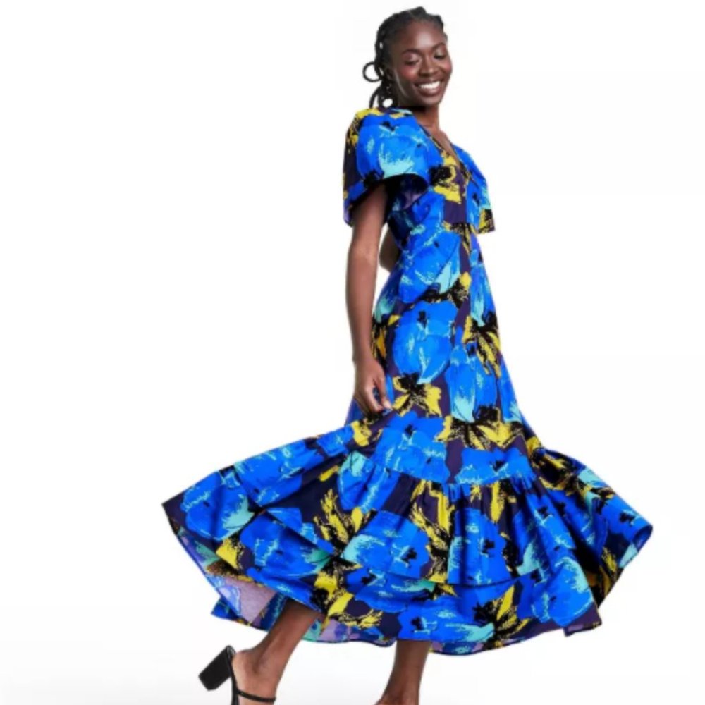 Floral Puff Sleeve Tiered Dress